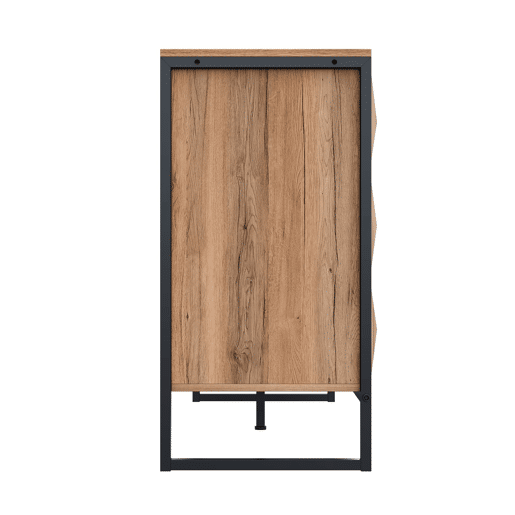 Aparador e cómoda 120x40x85 cm - Combinação de preto e madeira natural, portas elevadas - Preto, Natural Aparador e cómoda 120x40x85 cm - Combinação de preto e madeira natural, portas elevadas - Preto, Natural