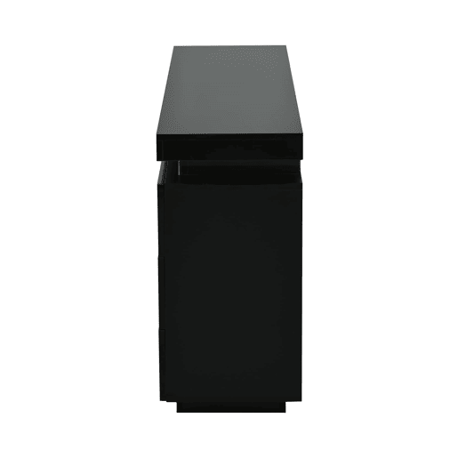 Aparador 140x35x72,5 cm - 2 portas, 3 gavetas, alto brilho, LED, sem puxadores - Preto