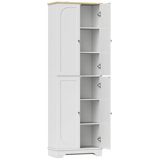 HOMCOM Armário de Cozinha Armário Alto de Cozinha Móvel Auxiliar de Cozinha com 4 Portas e Prateleiras Ajustáveis para Sala de Jantar 60x30x183 cm Branco HOMCOM Armário de Cozinha Armário Alto de Cozinha Móvel Auxiliar de Cozinha com 4 Portas e Prateleiras Ajustáveis para Sala de Jantar 60x30x183 cm Branco