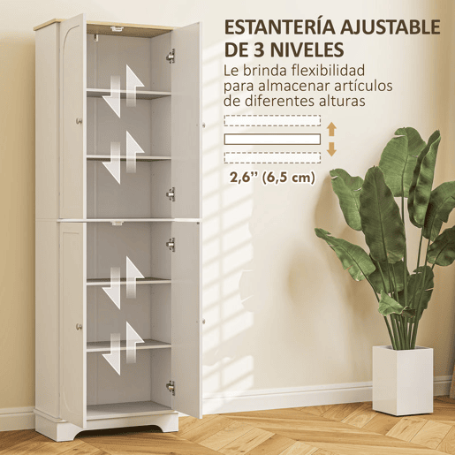 HOMCOM Armário de Cozinha Armário Alto de Cozinha Móvel Auxiliar de Cozinha com 4 Portas e Prateleiras Ajustáveis para Sala de Jantar 60x30x183 cm Branco HOMCOM Armário de Cozinha Armário Alto de Cozinha Móvel Auxiliar de Cozinha com 4 Portas e Prateleiras Ajustáveis para Sala de Jantar 60x30x183 cm Branco