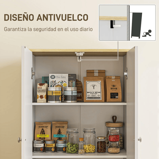 HOMCOM Armário de Cozinha Armário Alto de Cozinha Móvel Auxiliar de Cozinha com 4 Portas e Prateleiras Ajustáveis para Sala de Jantar 60x30x183 cm Branco HOMCOM Armário de Cozinha Armário Alto de Cozinha Móvel Auxiliar de Cozinha com 4 Portas e Prateleiras Ajustáveis para Sala de Jantar 60x30x183 cm Branco