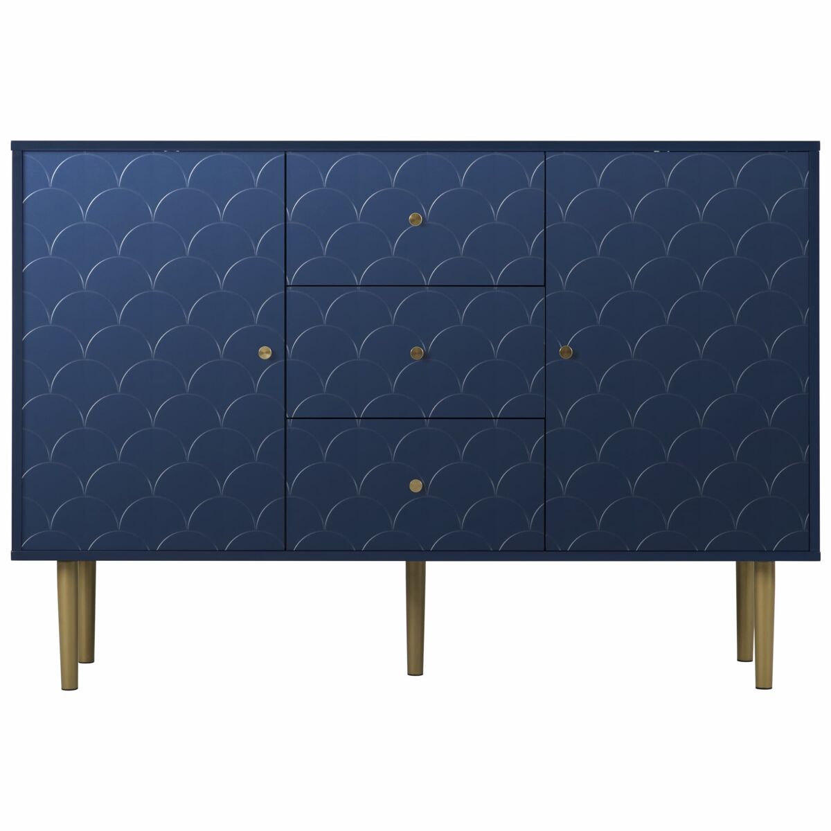 Aparador 120x40x83 cm - 2 puertas, 3 cajones, estante ajustable - azul marino