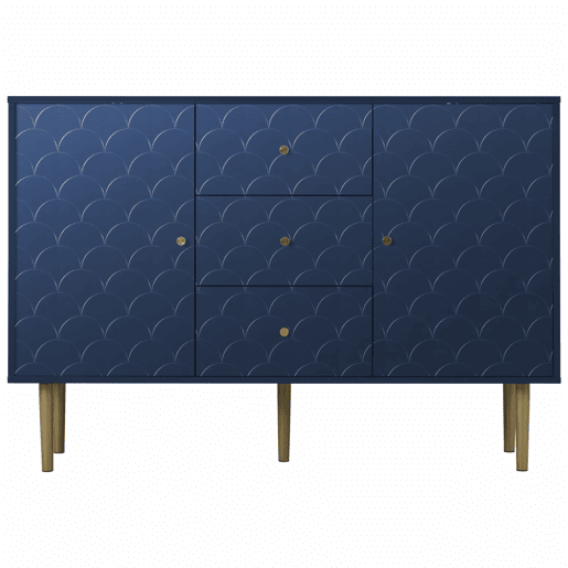 Aparador 120x40x83 cm - 2 portas, 3 gavetas, prateleira ajustável - Azul marinho