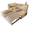 Cama gavetão de linho 90x200 cm com luz led,bege
