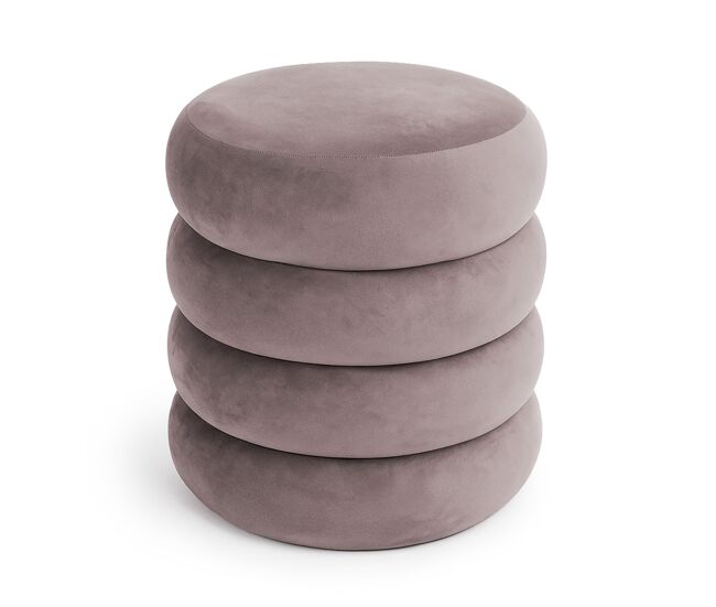 Pouf contenedor cilíndrico en terciopelo 42 cm snuggo rosa polvo