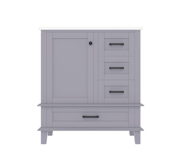 Armario baño 76x46x83,5 cm - con lavabo, 3 cajones, estante, acabado lacado, gris