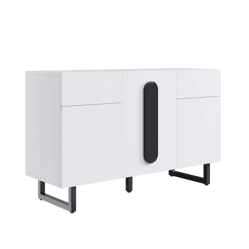 Aparador 120 cm - Grande capacidade de armazenamento, gavetas e portas - Branco