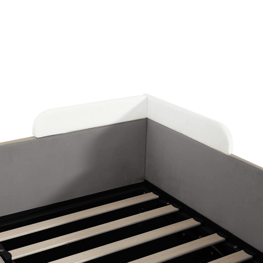 Cama hidráulica 90x200 cm - Com arrumação, cerca macia, saco de arrumação - Cinza Cama hidráulica 90x200 cm - Com arrumação, cerca macia, saco de arrumação - Cinza