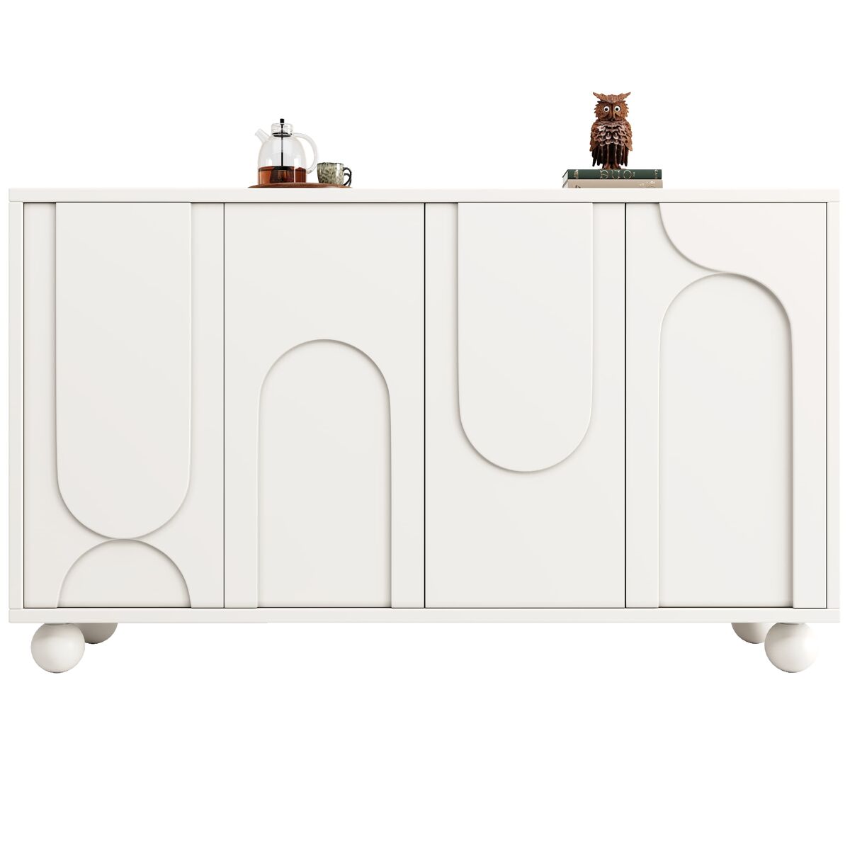 Aparador 120×35×71cm - estante ajustable, anti-volcado, moderno - blanco