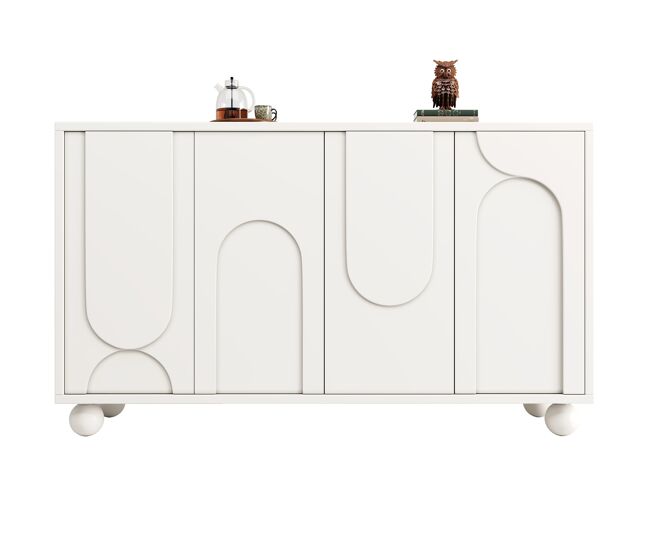 Aparador 120×35×71cm - estante ajustable, anti-volcado, moderno - blanco
