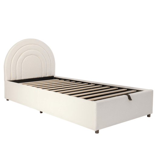 Cama estofada 90x200 - com cabeceira, madeira, fácil montagem, para jovens e adultos - Bege