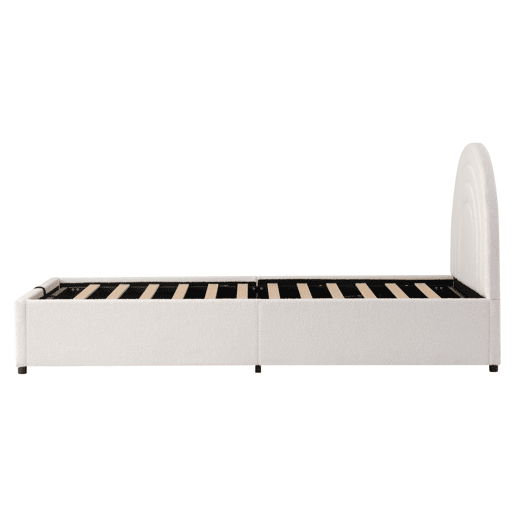 Cama estofada 90x200 - com cabeceira, madeira, fácil montagem, para jovens e adultos - Bege