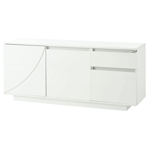 Aparador 140x40x60 cm - 3 portas, 1 gaveta, com LED e prateleiras ajustáveis - Branco