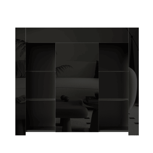 Aparador moderno 95x35x83 cm - Estilo compacto com prateleiras de vidro e porta - Preto