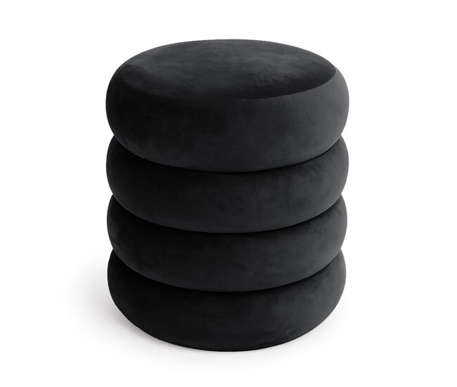 Pouf contenedor cilíndrico en terciopelo 42 cm snuggo negro