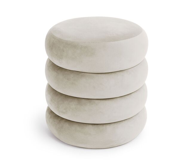 Pouf contenedor cilíndrico en terciopelo 42 cm snuggo crema