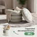 Pouf contenedor cilíndrico en terciopelo SNUGGO Pouf contenedor cilíndrico en terciopelo SNUGGO Crema