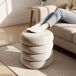 Pouf contenedor cilíndrico en terciopelo SNUGGO Pouf contenedor cilíndrico en terciopelo SNUGGO Crema