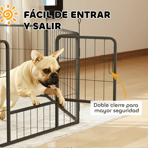 PawHut Parque para Cães de 6 Painéis de 60 cm de Altura Vedações para Cães de Aço Dobrável com Porta para Interior e Exterior Preto