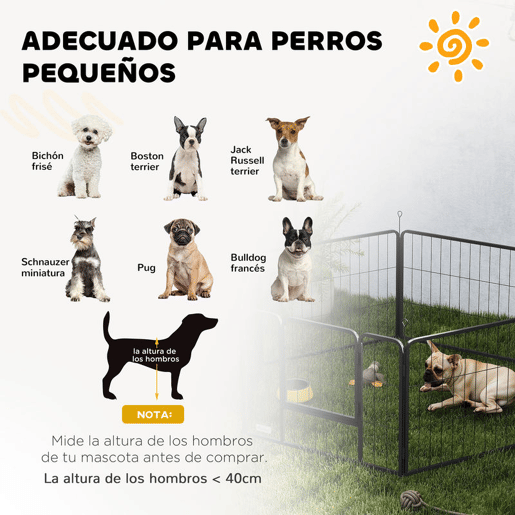 PawHut Parque para Cães de 6 Painéis de 60 cm de Altura Vedações para Cães de Aço Dobrável com Porta para Interior e Exterior Preto