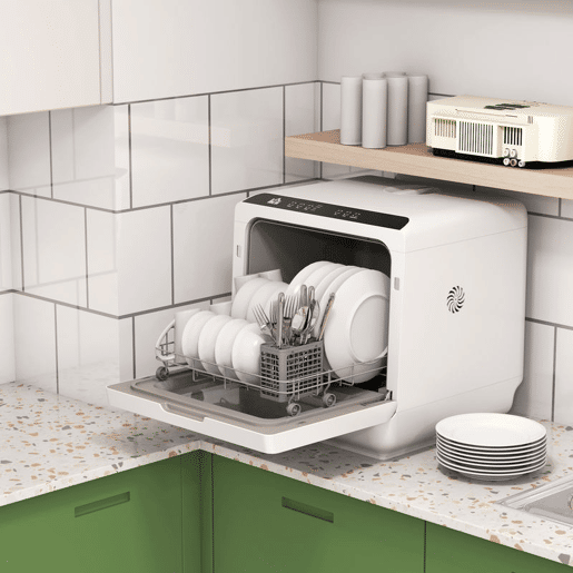 HOMCOM Máquina de Lavar Loiça de Bancada Máquina de Lavar Loiça Pequena com 5+1 Programas Dois Modos de Abastecimento de Água Depósito de Água de 6L Ecrã LED para Cozinha Apartamentos 45x44x45,8 cm Branco