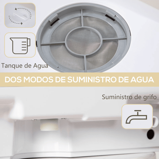 HOMCOM Máquina de Lavar Loiça de Bancada Máquina de Lavar Loiça Pequena com 5+1 Programas Dois Modos de Abastecimento de Água Depósito de Água de 6L Ecrã LED para Cozinha Apartamentos 45x44x45,8 cm Branco