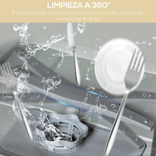 HOMCOM Máquina de Lavar Loiça de Bancada Máquina de Lavar Loiça Pequena com 5+1 Programas Dois Modos de Abastecimento de Água Depósito de Água de 6L Ecrã LED para Cozinha Apartamentos 45x44x45,8 cm Branco