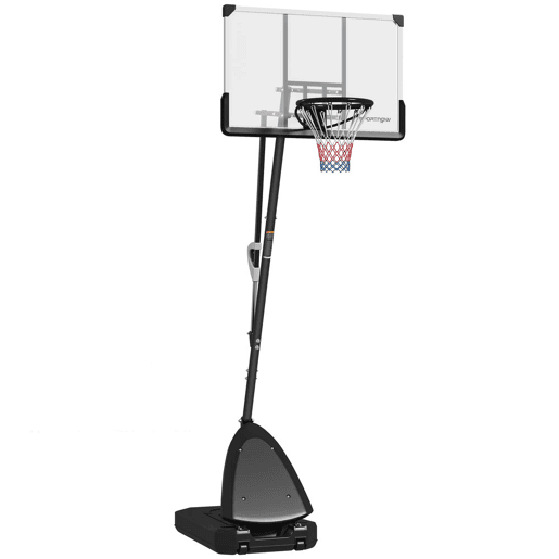 SPORTNOW Tabela de Basquetebol para Exterior Altura Ajustável em 16 Níveis 150-305 cm Tabela de Basquetebol Portátil com Rodas Base Recarregável e Sistema de Retorno para Adultos e Adolescentes Preto