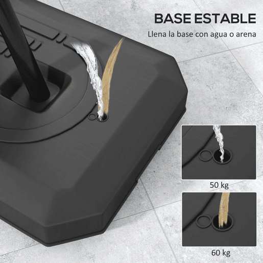 SPORTNOW Tabela de Basquetebol para Exterior Altura Ajustável em 16 Níveis 150-305 cm Tabela de Basquetebol Portátil com Rodas Base Recarregável e Sistema de Retorno para Adultos e Adolescentes Preto