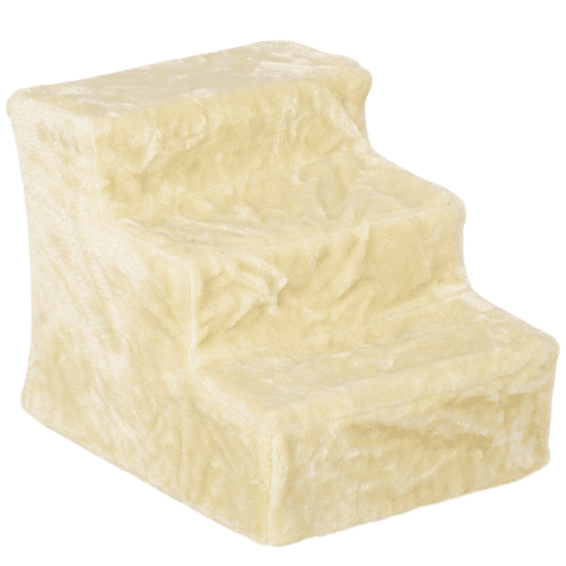 PawHut Escada para Cães de 3 Degraus Escada para Animais com Capa Removível e Lavável Rampa para Cães e Gatos para Cama Sofá, 46x35x35 cm Bege