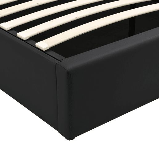 Cama de casal 90x200 cm - Polipiel, cabeceira, LED, armazenamento hidráulico - Preto