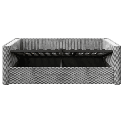 Sofá-cama 90x200 cm - Com iluminação LED, mecanismo hidráulico de arrumação, sem colchão - Cinza
