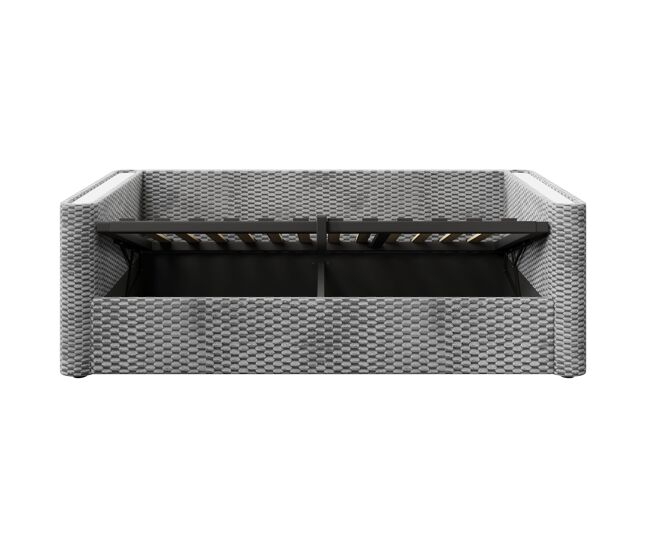 Sofá cama 90x200 cm - con iluminación led, mecanismo hidráulico de almacenamiento, sin colchón - gris