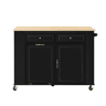 Ilha de cozinha móvel 120×40-70×92 cm - Mesa extensível, com compartimento para lixo e suporte para toalhas - Preto