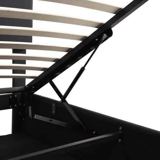 Cama de casal 140x200 cm - Estofada com LED, encosto e função hidráulica - Preto