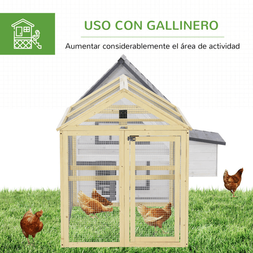 PawHut Galinheiro para Exterior 140x88,5x106 cm Galinheiro para 1-3 Galinhas com 3 Poleiros Estrutura de Madeira e 2 Portas com Fechadura para Pátio Madeira Clara