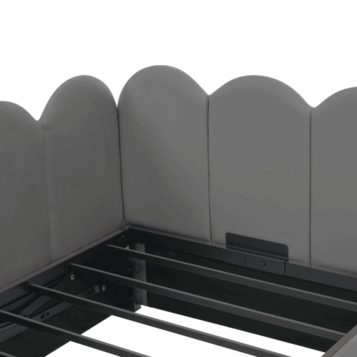 Cama estofada 90x190 cm - Sofá-cama com arrumação hidráulica - Cinza