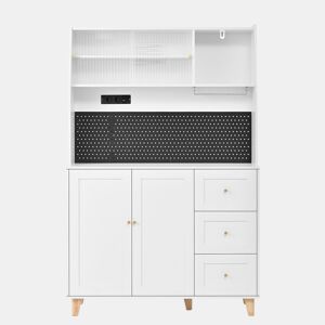 Armário alto 175 cm u2013 com tomadas, painel perfurado e arrumação u2013 branco