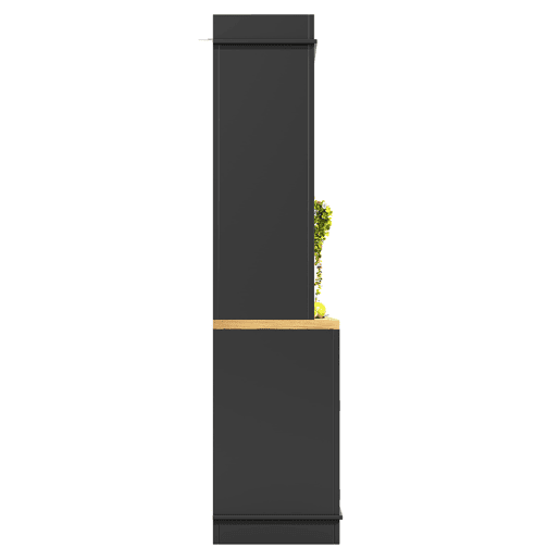Armário de cozinha alto 107x43x184 cm - vitrina com LED e prateleiras abertas - preto
