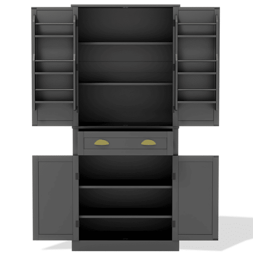 Armário de arrumação 182 cm - 4 portas, 1 gaveta, 2 portas com prateleiras, 6 compartimentos e 4 prateleiras ajustáveis - Preto