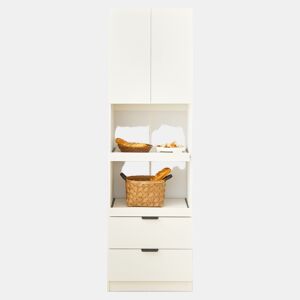 Armário de cozinha 200 cm - Armazenamento, portas, gavetas, prateleiras para micro-ondas, armário alto com proteção anti-capotamento, aparador multifuncional para sala de jantar e sala de estar - Branco