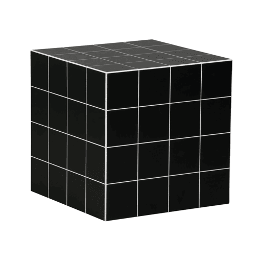 Mesa de centro o mesa auxiliar cúbica, 40cm, Kubeeek, Preto, 40x40x40 cm