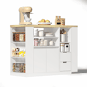 Ilha de cozinha 115 cm - bancada extensível, prateleiras em 3 lados e 2 gavetas - branco e natural