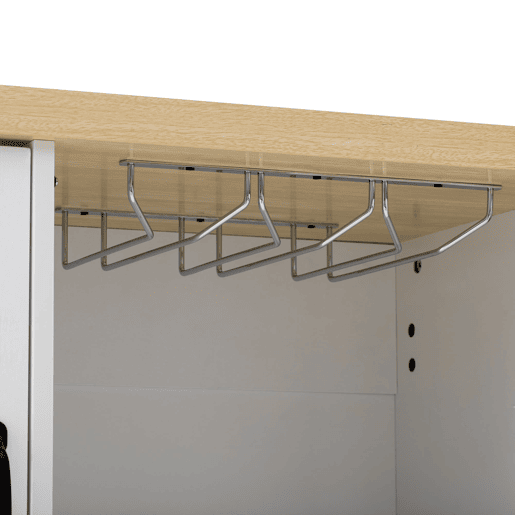 Ilha de cozinha móvel - Com rodas, mesa extensível, arrumação e porta-copos - Branco