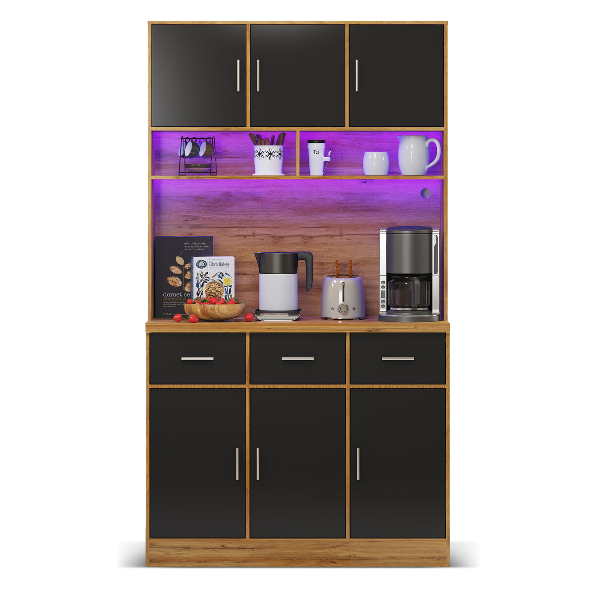 Armario de cocina 100 Negro/ Madera