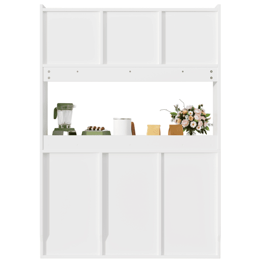 Armário de cozinha - 104x40x180 cm - com prateleiras ajustáveis, aparador, vitrine, com iluminação LED - Branco
