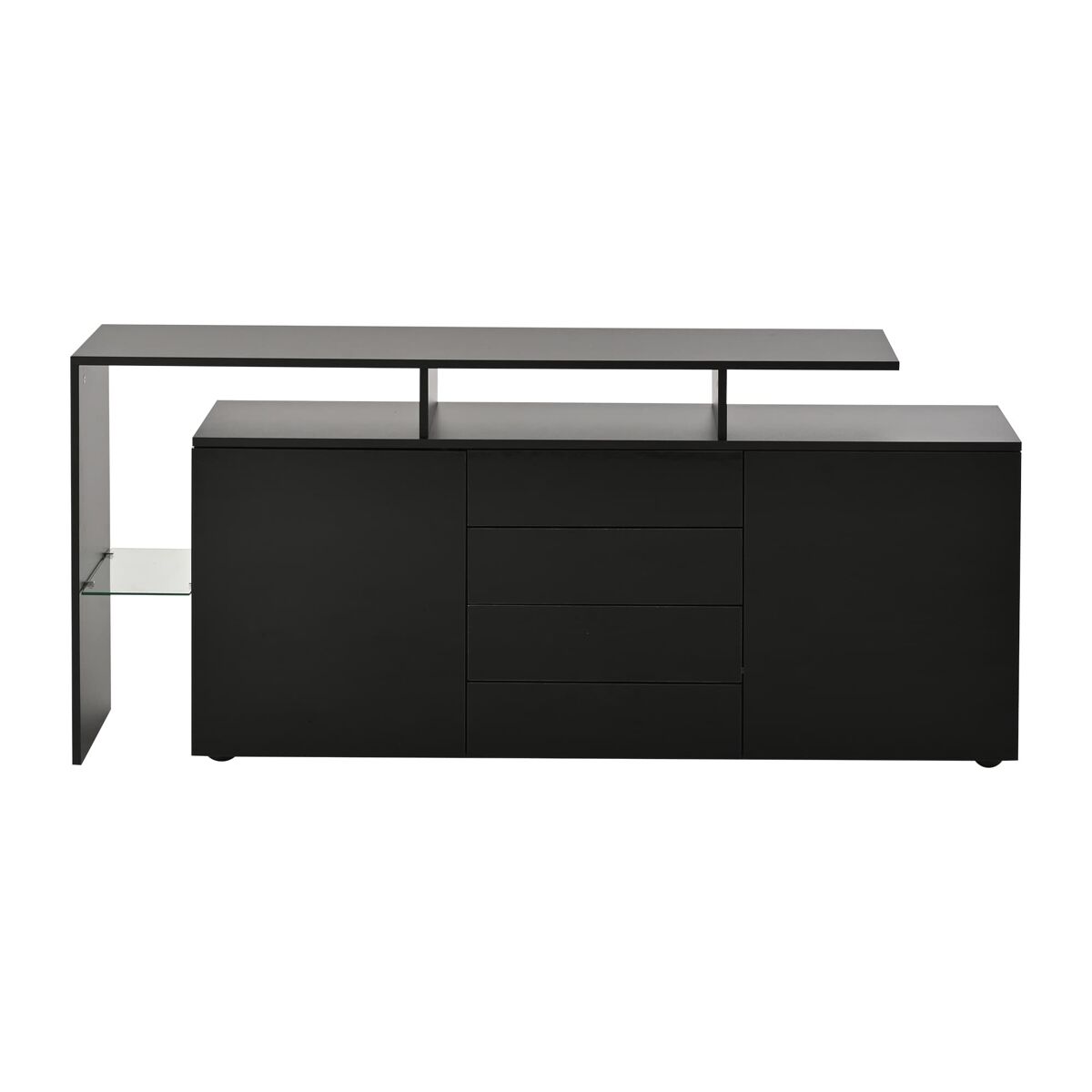 Aparador salón 160x40x80 cm - con led, alto brillo, multiuso - negro