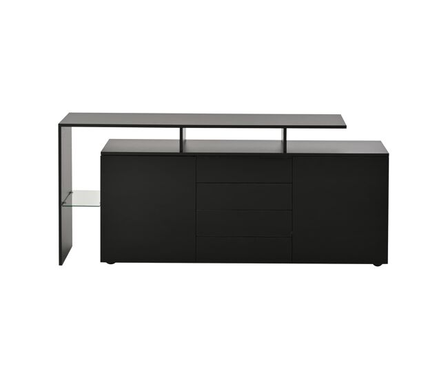 Aparador salón 160x40x80 cm - con led, alto brillo, multiuso - negro