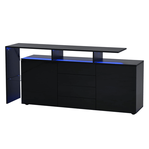 Aparador de sala 160x40x80 cm - com LED, alto brilho, multiuso - preto Aparador de sala 160x40x80 cm - com LED, alto brilho, multiuso - preto