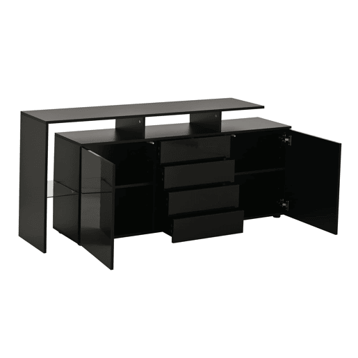 Aparador de sala 160x40x80 cm - com LED, alto brilho, multiuso - preto Aparador de sala 160x40x80 cm - com LED, alto brilho, multiuso - preto